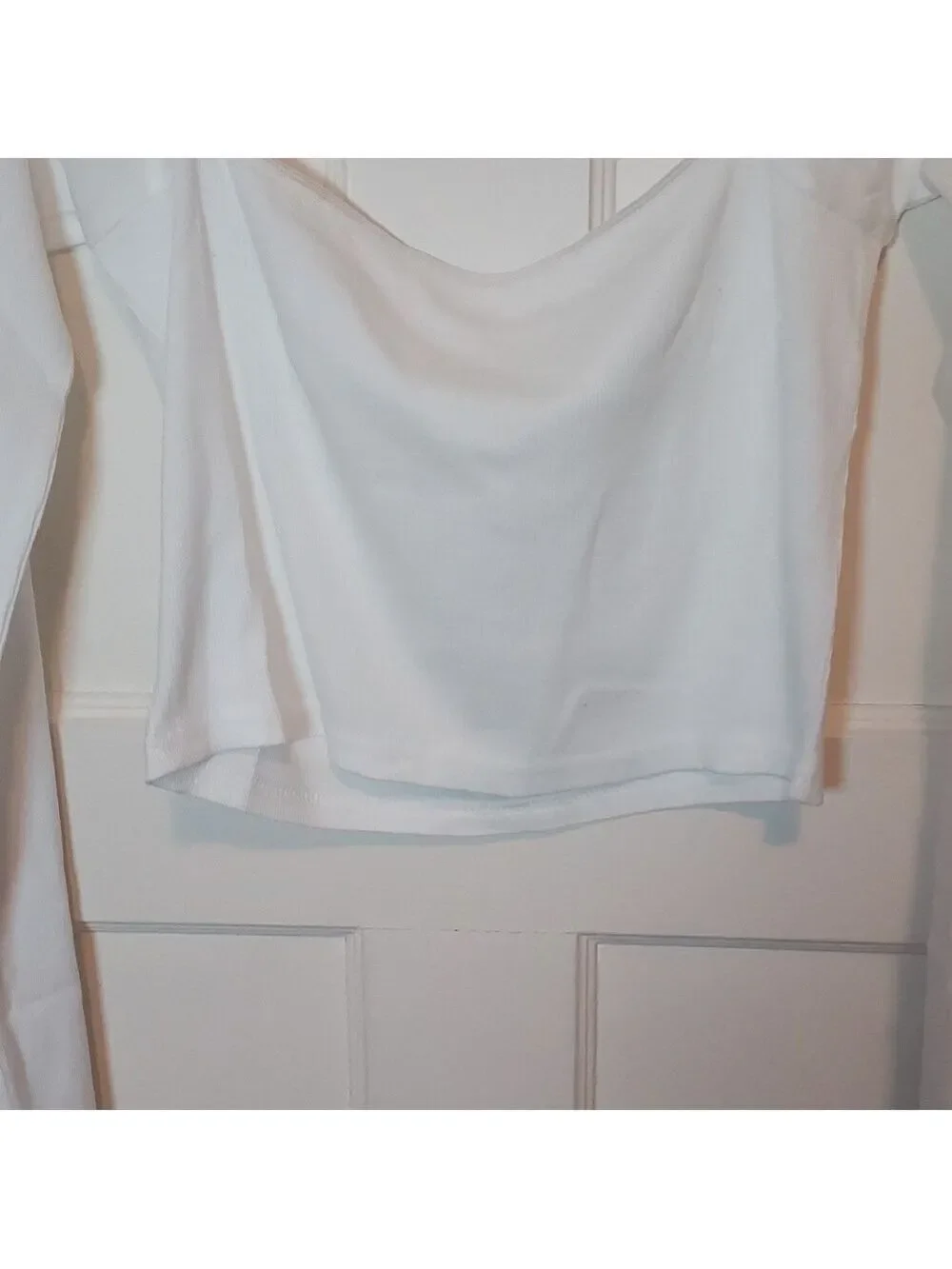Anthropologie Long Sleeve Knit Crop Top Light Sand